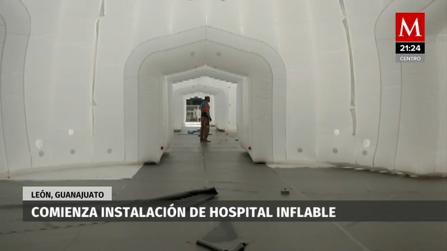 Inicia instalación de Hospital inflable para atención de coronavirus, en León