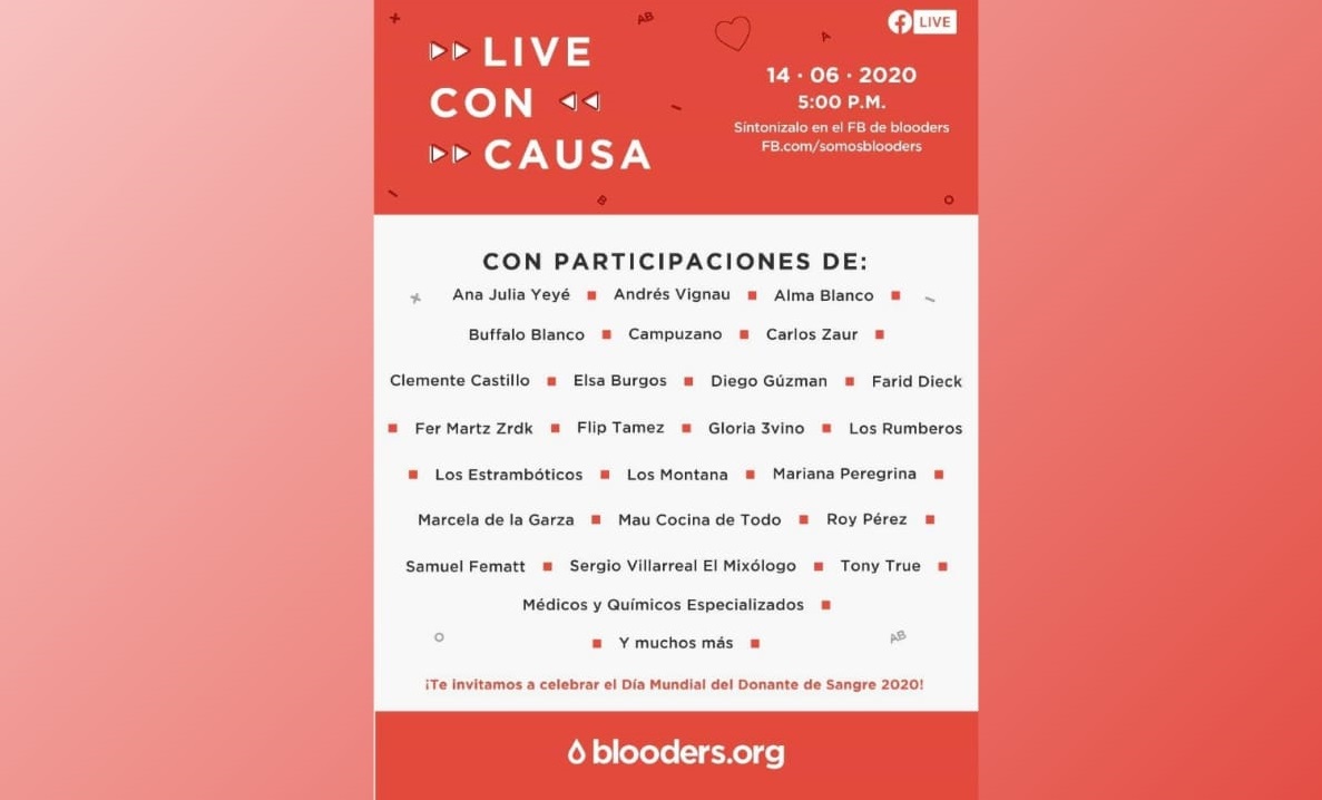 El live se llevará a cabo en el Facebook de Blooders a las 17:00 horas. Foto: Especial.
