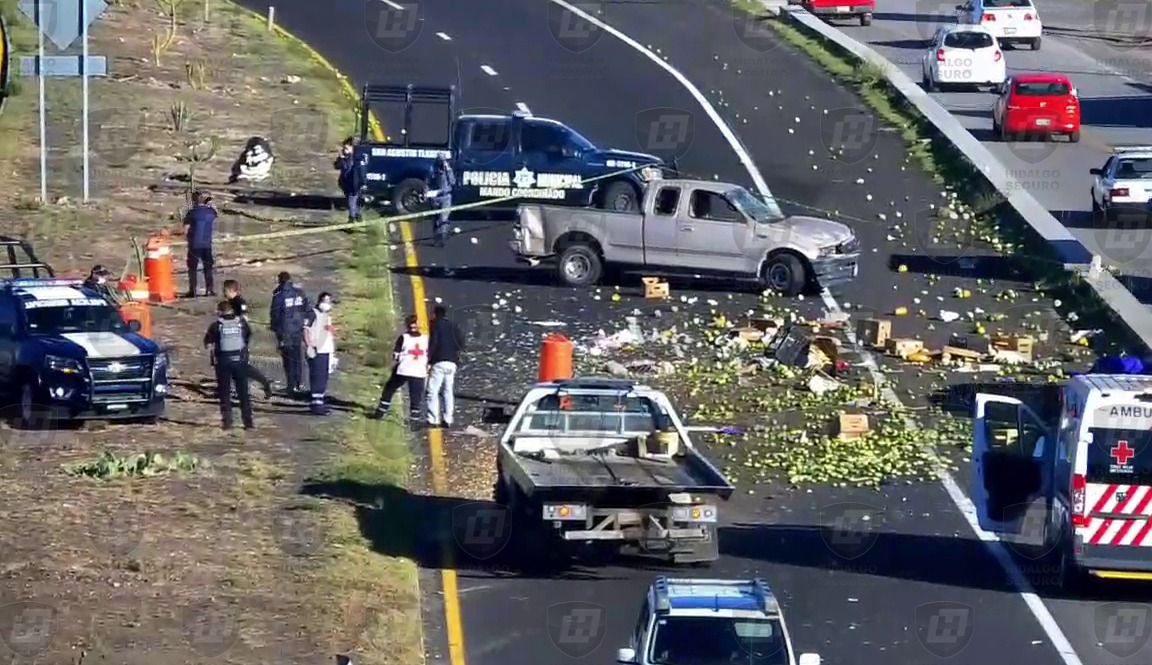 Accidente vial sobre la carretera Pachuca-Actopan. (Cortesía)