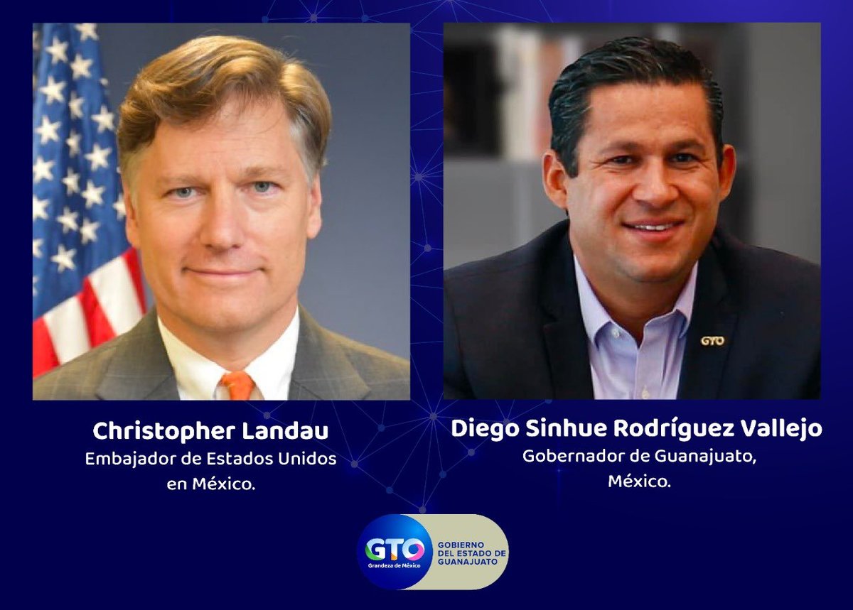Diego Sinhue platicó con Christopher Landau, embajador de Estados Unidos de América en México