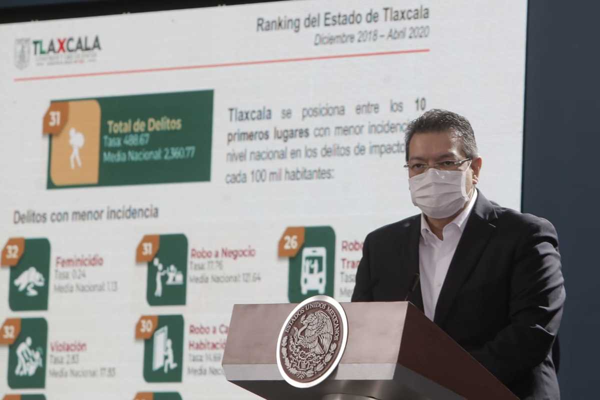 Marco Antonio Mena, gobernador de Tlaxcala, en La Mañanera. (Ariana Pérez)