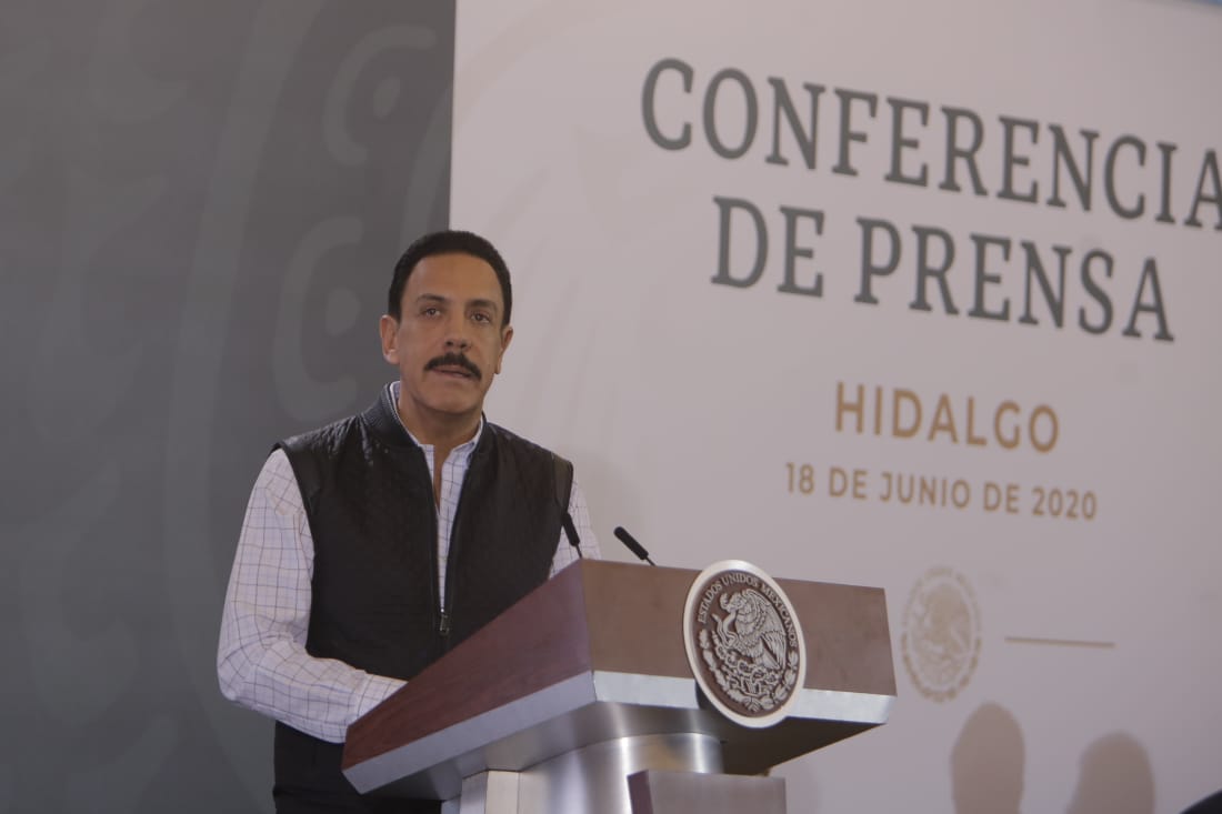 Omar Fayad, gobernador de Hidalgo, en conferencia del Presidente. (Ariana Pérez)