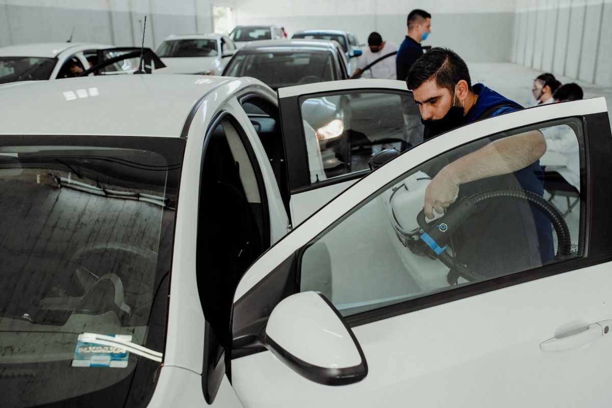 Centro de sanitización en Uber. Foto: Especial