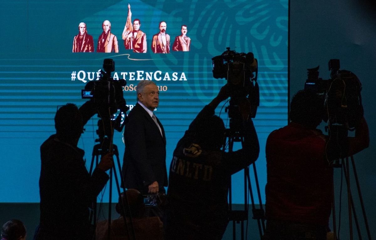 El Presidente al final de su conferencia mañanera de hoy. (Cuartoscuro)
