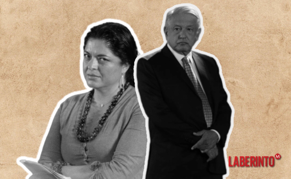 Alejandra Frausto, secretaria de Cultura, y el presidente López Obrador. (Montaje: Ángel Soto)