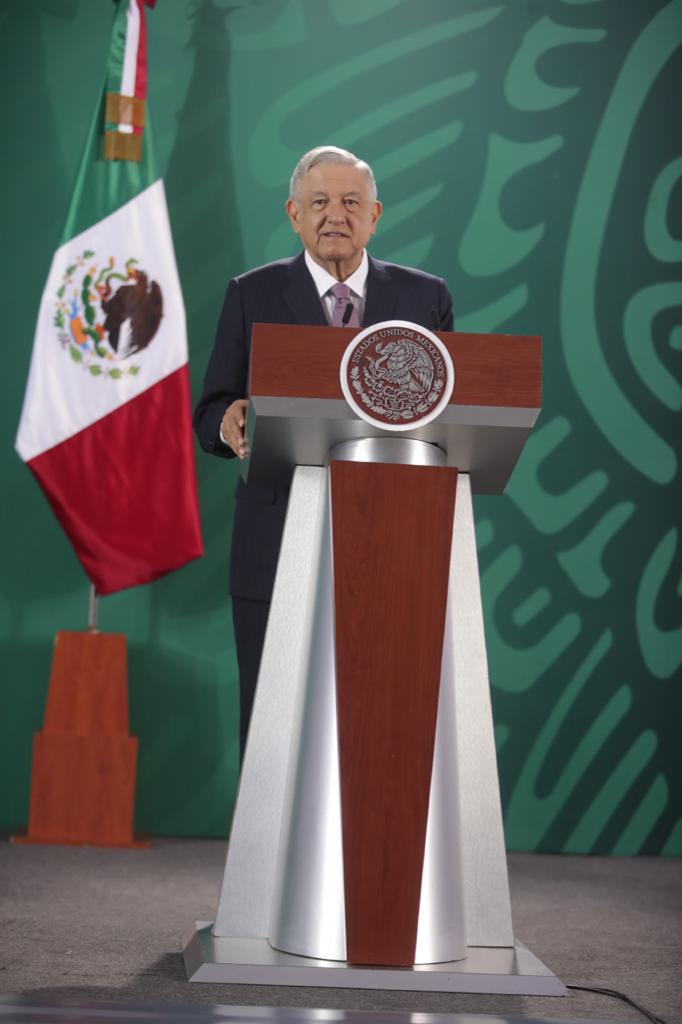 López Obrador en su conferencia de prensa de hoy. (Cortesía)