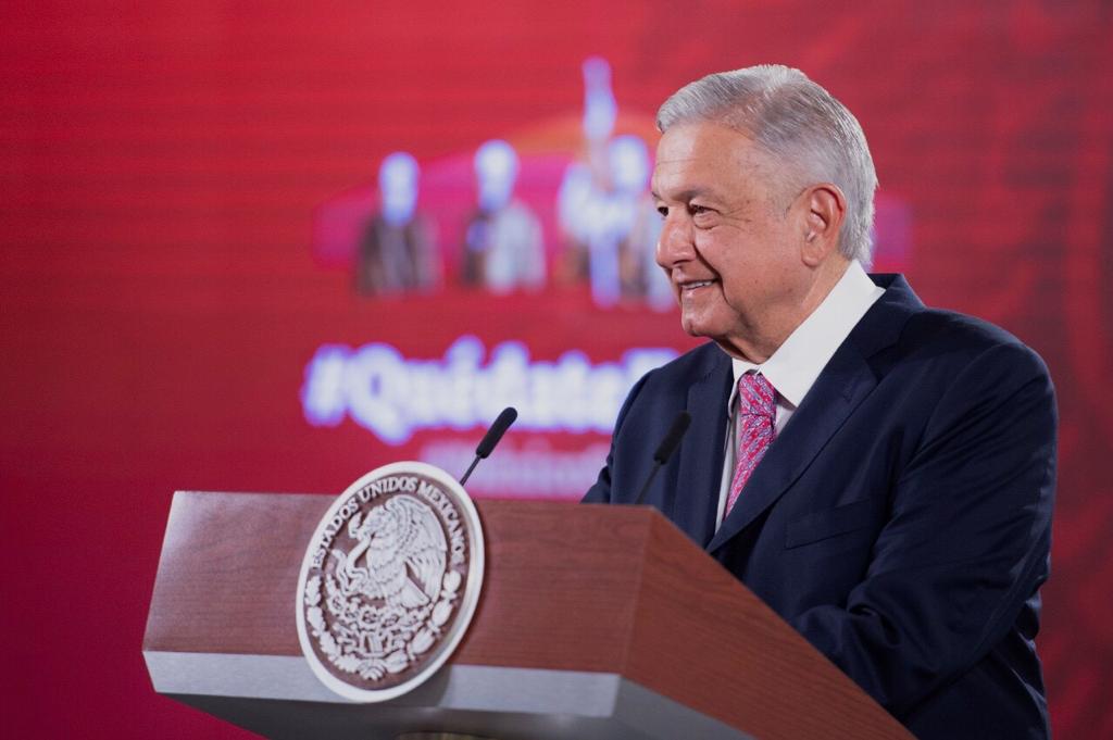 El presidente López Obrador en la mañanera de hoy en Palacio Nacional. (Cortesía)
