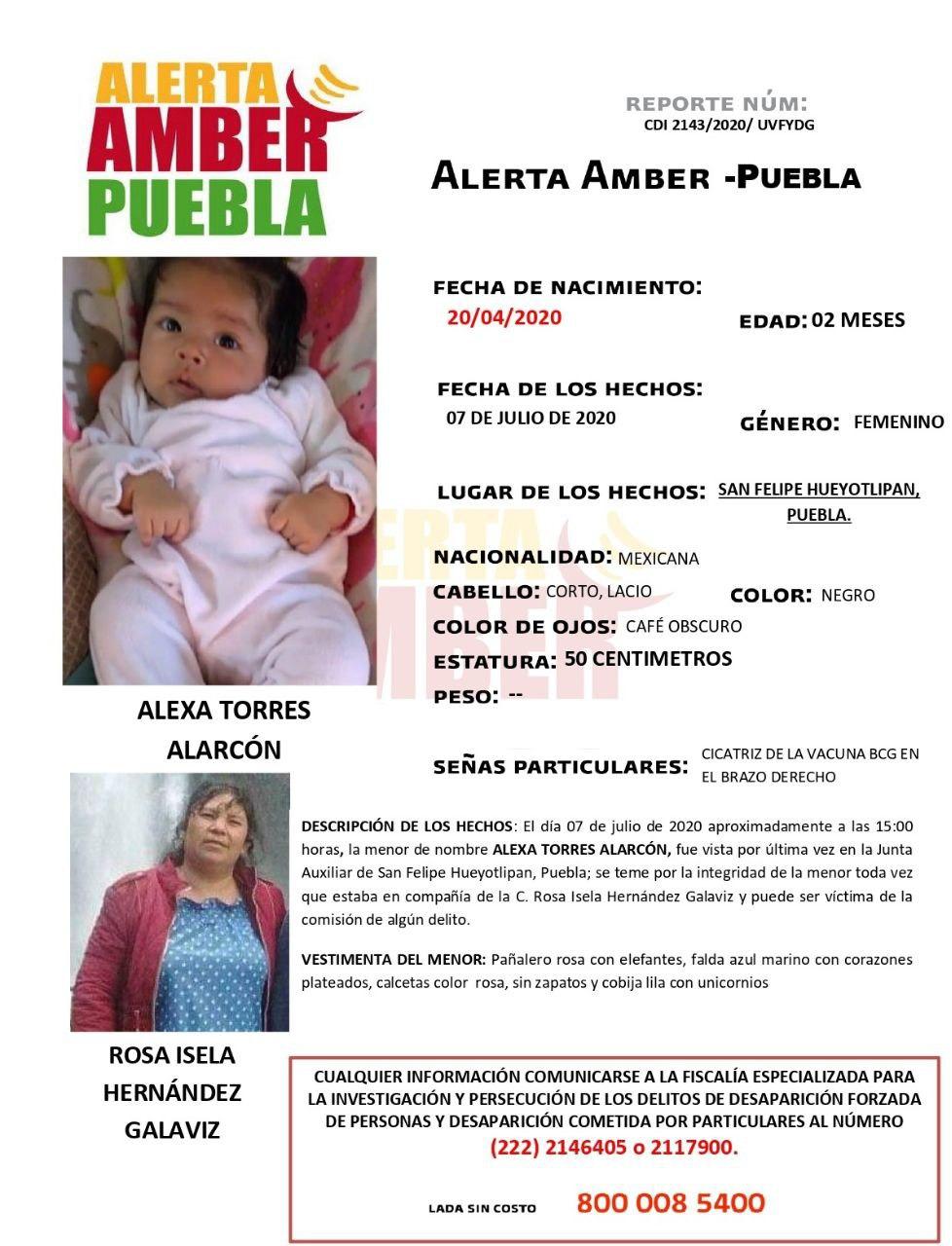 Se desconoce el paradero de Alexa Torres Alarcón de 2 meses de edad. (Especial)