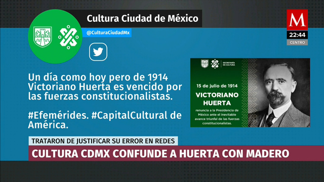 Secretaría de Cultura de CdMx confunde a Victoriano Huerta con Francisco I. Madero