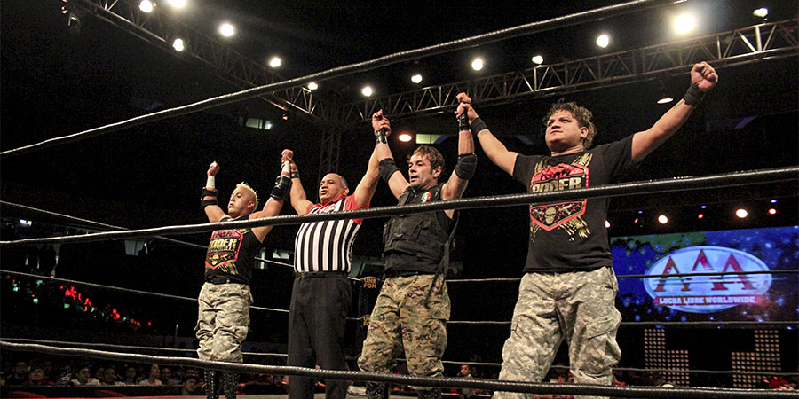 Luchadores de 'El poder del norte', de la Triple A (Twitter @luchalibreaaa)