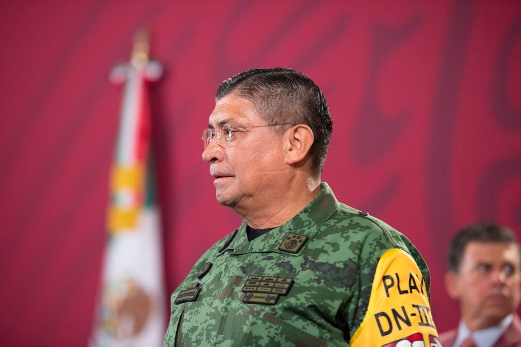 Luis Cresencio Sandoval, titular de la Sedena, en la mañanera de hoy. (Cortesía)