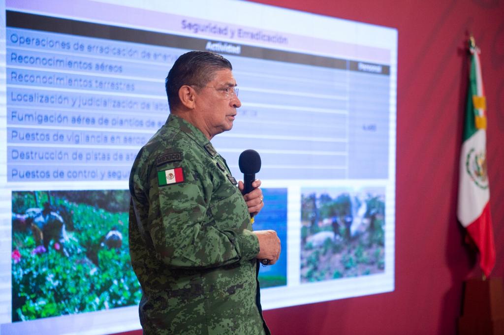El secretario de la Defensa Nacional en la conferencia mañanera de hoy. (Cortesía)
