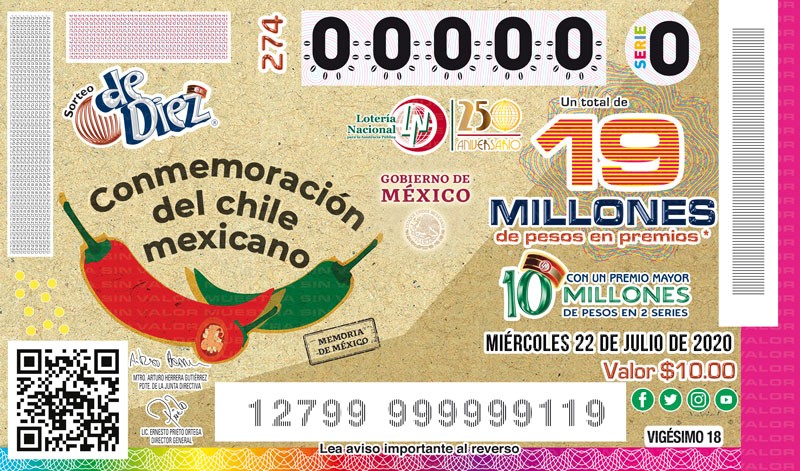 El sorteo se llevará a cabo el 22 de julio a las 20:00 horas en el salón de Sorteos del Edificio Moro de la Lotería Nacional | Especial