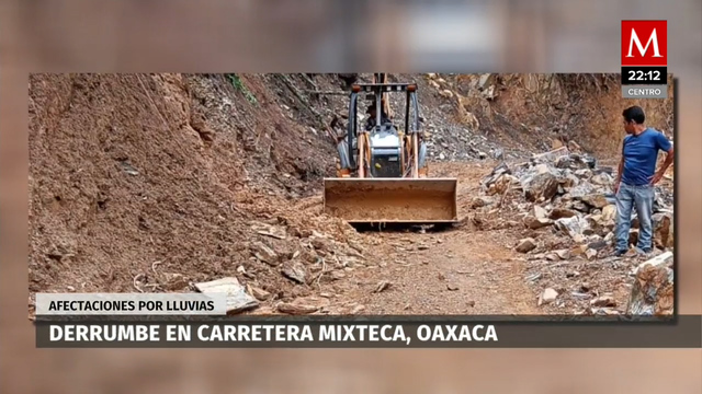 Lluvias provocan derrumbe en carretera de la Mixteca