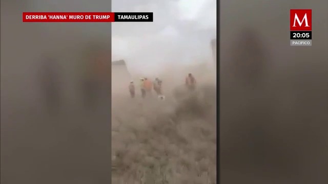 Tormenta tropical "Hanna" derriba tramo del muro fronterizo en Tamaulipas
