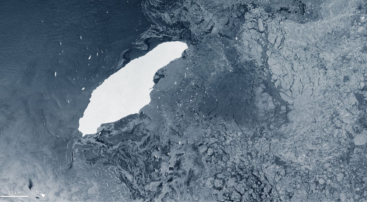 El 'gigante de hielo' capturado por el satélite Sentinel-1. (Agencia Espacial Europea)