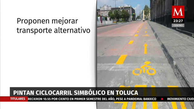 Pintan ciclovía frente a palacio estatal como medida sanitaria