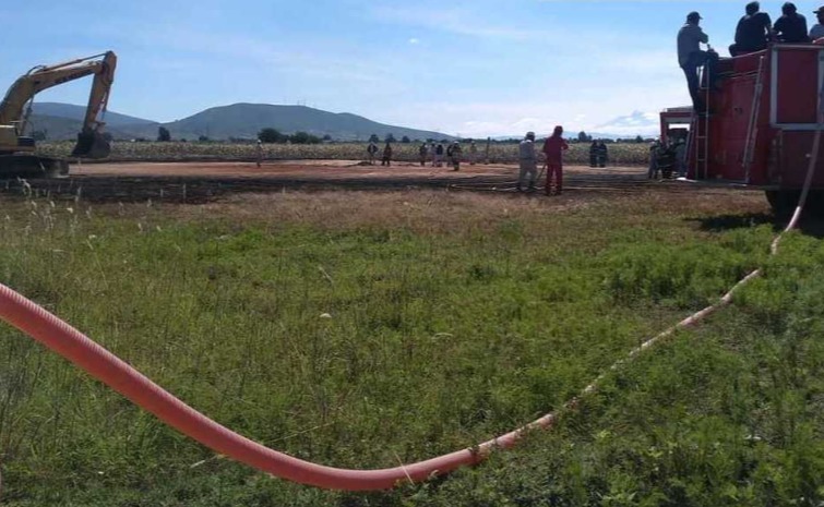 Sofocan incendio de gas LP en San Jerónimo Ocotitlán. (Especial)