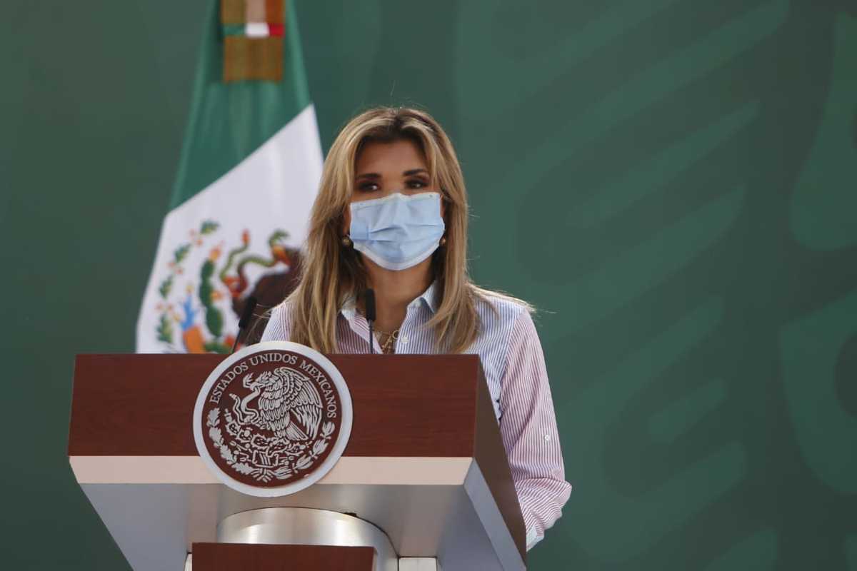 Claudia Pavlovich, gobernadora del Estado de Sonora, en la mañanera de hoy. (Ariana Pérez)