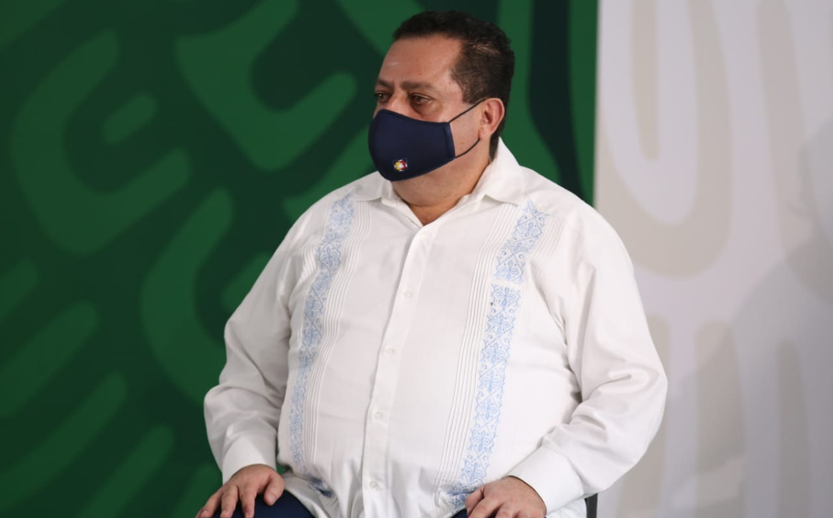 Carlos Mendoza Davis, gobernador de Baja California Sur, en la mañanera de hoy. (Octavio Hoyos)