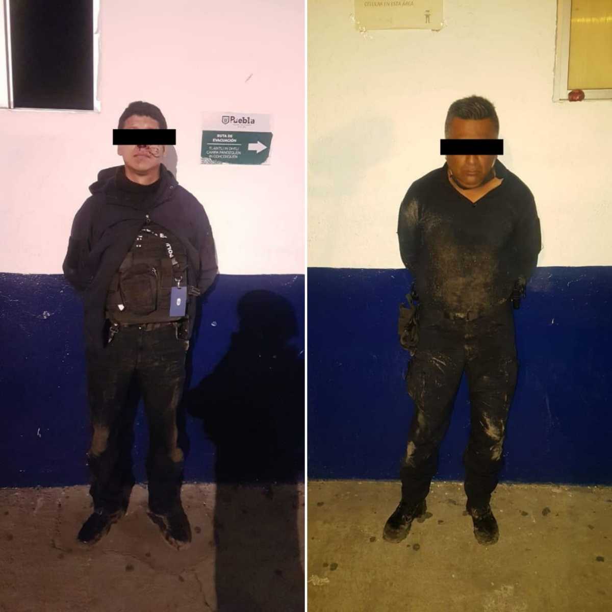 Policías estatales que la semana pasada fueron detenidos por elementos de la Guardia Nacional. (Especial)