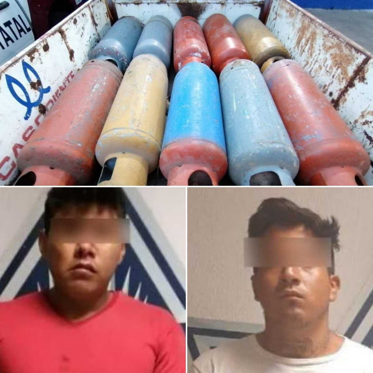 Cristián P. y Rosendo C. transportaban taques con gas L.P, presuntamente robado a ductos de Pemex. (Especial)