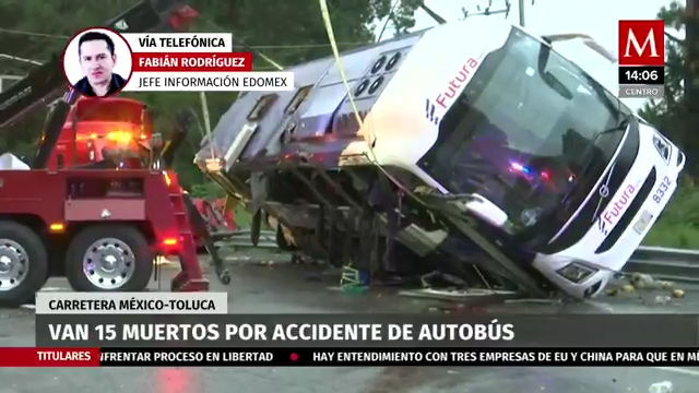 Volcadura de autobús deja 15 muertos en la México-Toluca