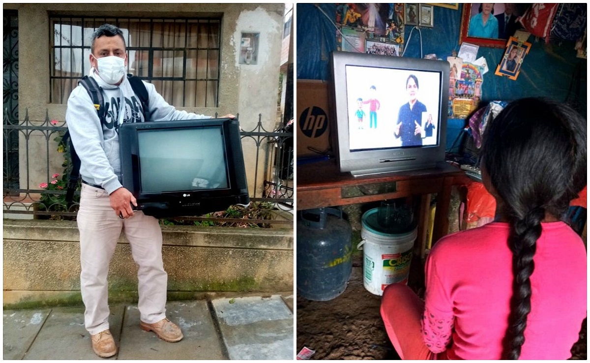 El profesor resolvió las dudas de los niños. (Facebook Lino Sonders Rojas Mori)
