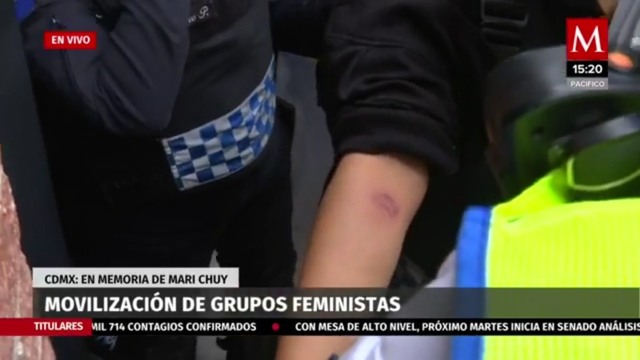 Petardos lanzados entre el contingente feminista lesiona a personal de la SSC