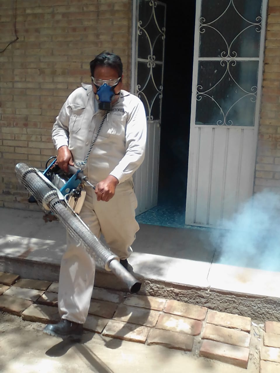 Personal de vectores realiza trabajos de fumigación, para combatir al mosco transmisor del dengue. (Especial)