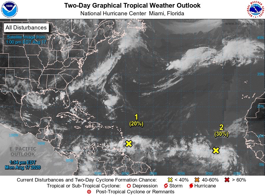 Zonas de  baja presión que pueden evolucionar a un Ciclón Tropical durante los próximos días.