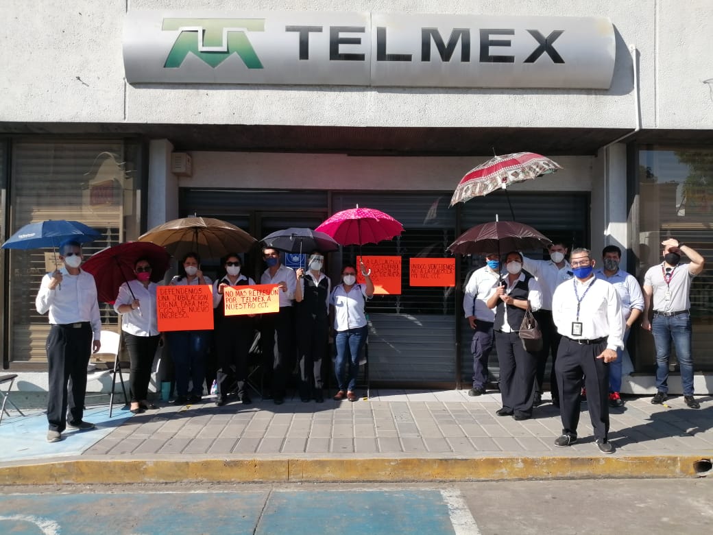 Manifestación de telefonistas en Ciudad Madero