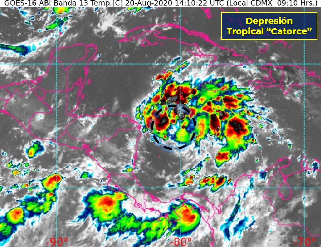La depresión tropical se encuentra a 978 kilómetros al este-sureste de Cancún.