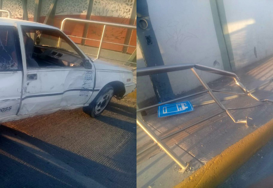 Conductor se estrella contra parada del Metrobús Laguna. (Especial)