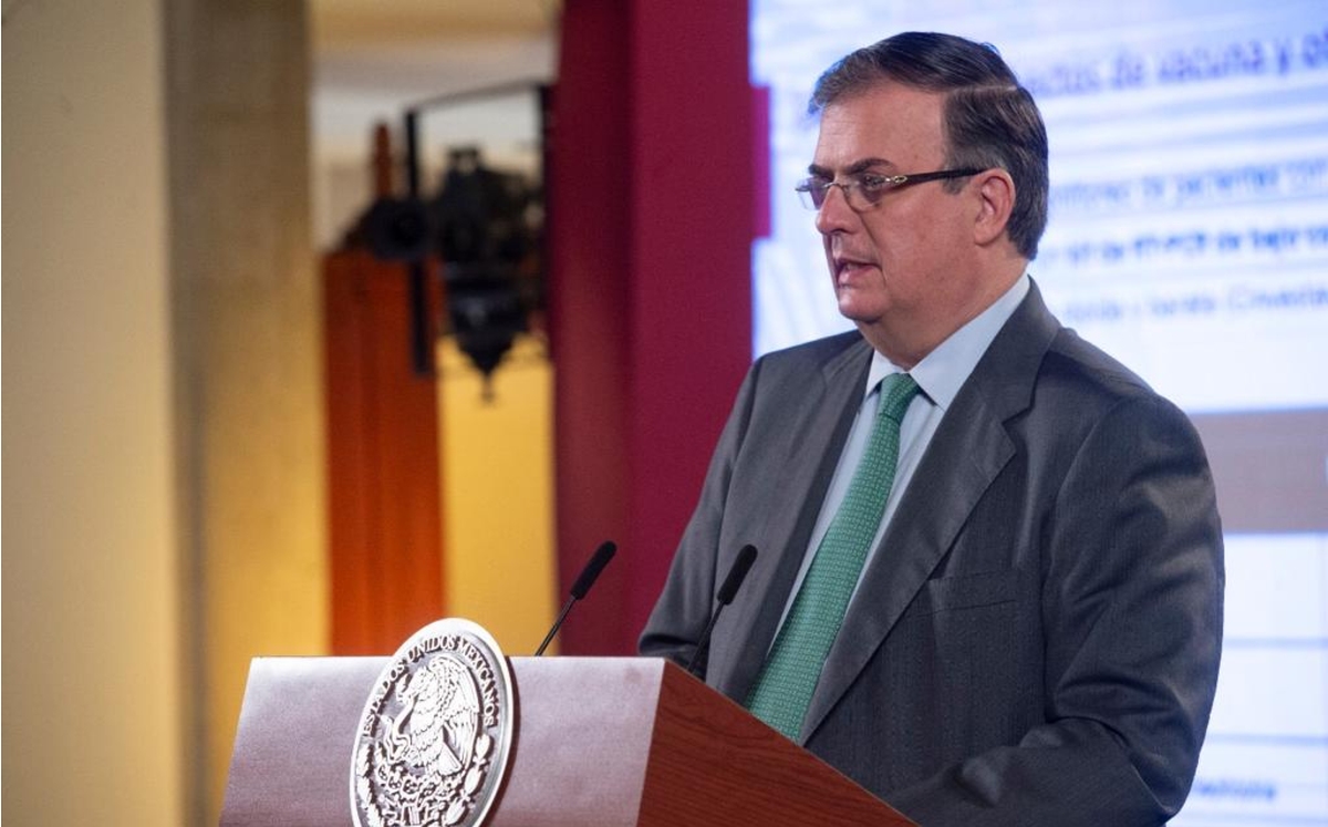 El canciller Marcelo Ebrard en la mañanera del Presidente. (Cortesía)