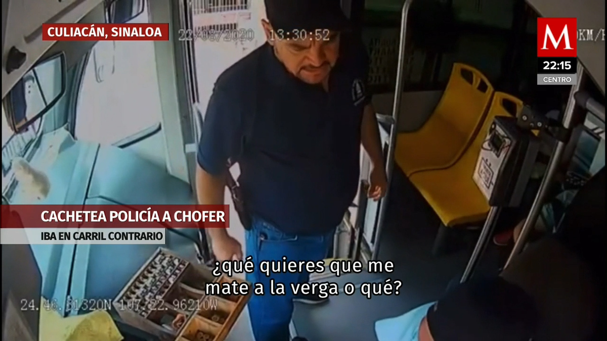 Policía agrede con cachetadas a un chofer de autobus en Sinaloa