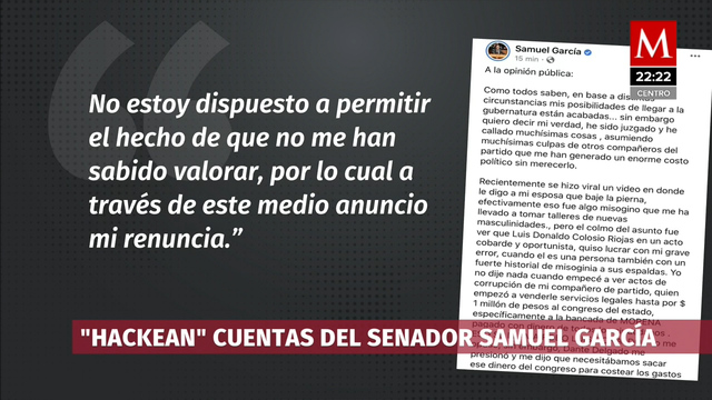 Samuel García denunciará en FGR hackeo de redes: "fuerzas oscuras nos tienen miedo"