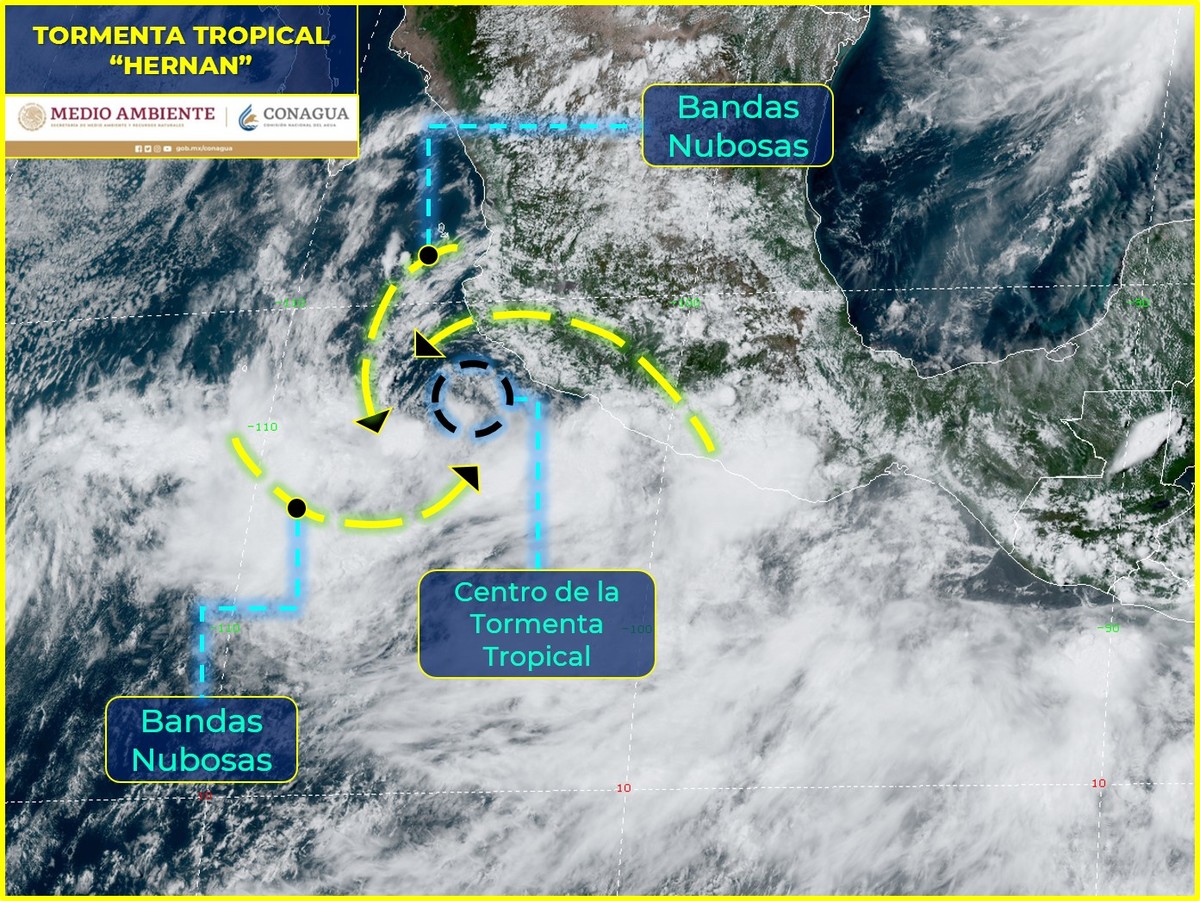 El Servicio Meteorológico Nacional informó que Hernán se ubica en costas de Colima.