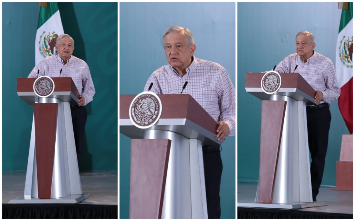 Desde Torreón, el presidente López Obrador ofrece su conferencia mañanera del 26 de agosto. (Jesús Quintanar)