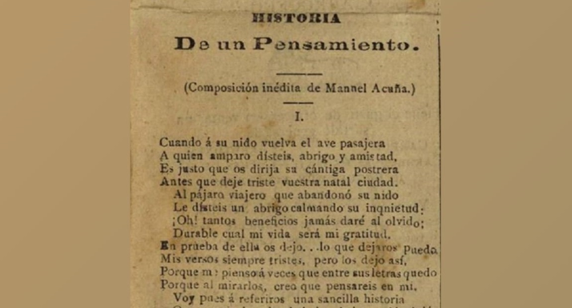 El poema fue publicado en el periódico "El Pueblo" en 1886. Foto: Especial.