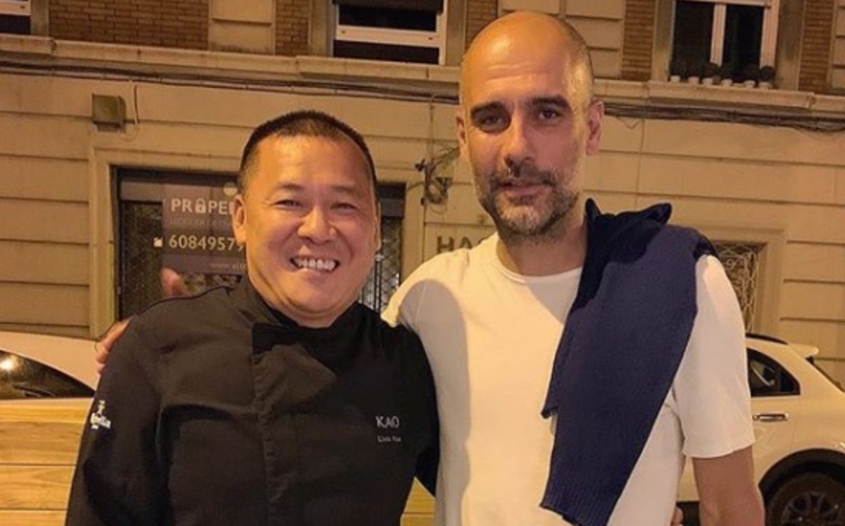 Pep Guardiola cena en restaurante de Barcelona (instagram @grupokao)