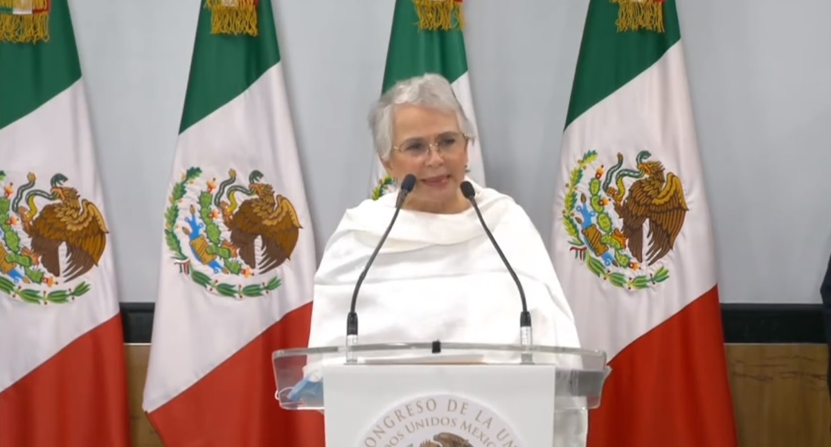 Olga Sánchez Cordero durante la entrega del segundo informe a la Cámara de Diputados | Especial
