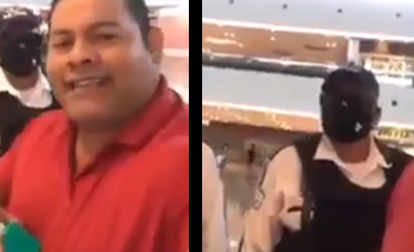 Hombre no quiere usar cubrebocas en centro comercial; lo bautizan #LordEsMiCuerpo. (Captura)