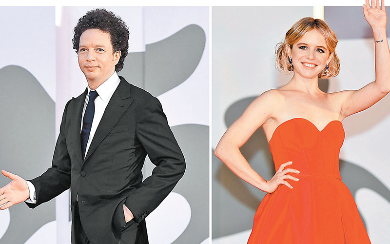 Michel Franco y Naian González Norvind pasaron por la alfombra roja previo a la exhibición. (AFP y EFE)