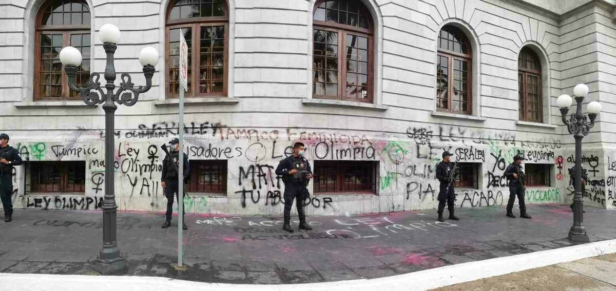 Protesta de mujeres en Tampico. (Yazmín Sánchez)