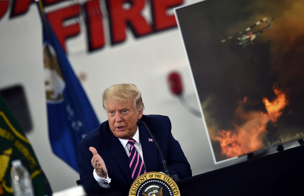 El presidente Donald Trump durante su viaje a Sacramento, california, este 14 de septiembre. (AFP)