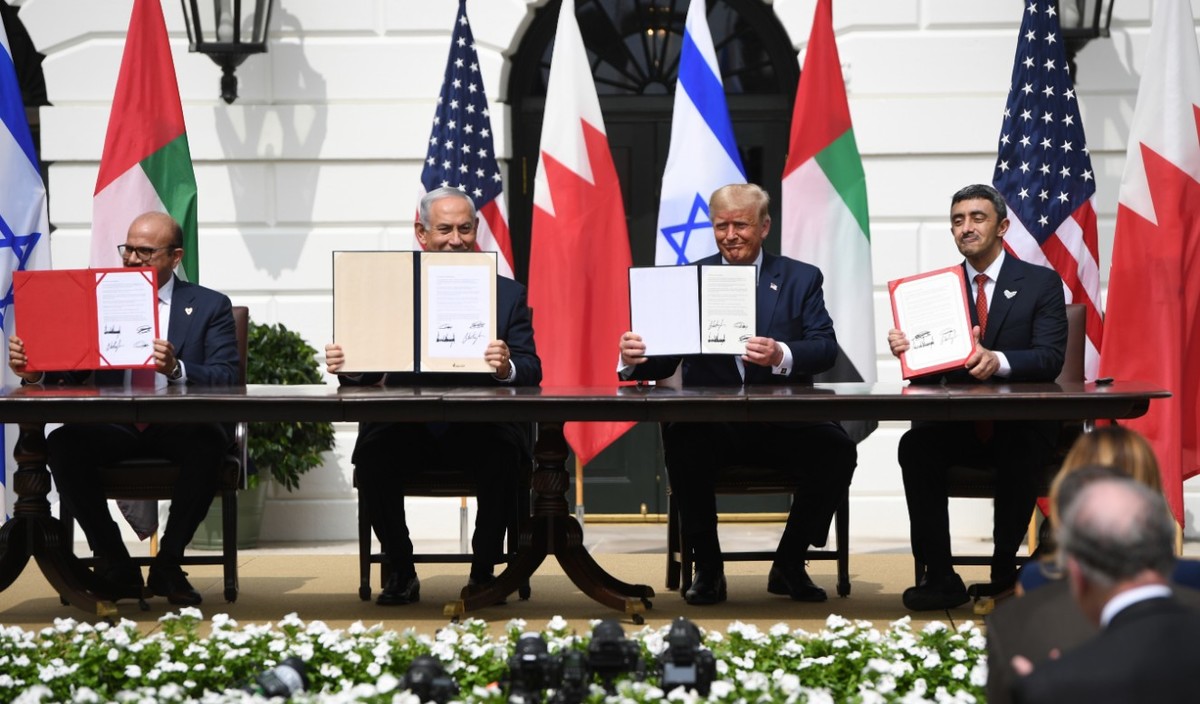 Israel, Emiratos Árabes Unidos y Bahrein firmaron en acuerdo en Estados Unidos. | AFP