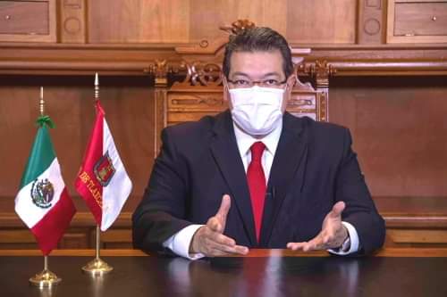 Marco Antonio Mena Rodríguez en Grito de Independencia en Tlaxcala. (Especial)