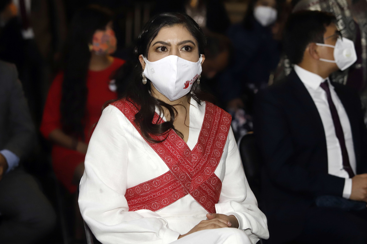 Presidenta municipal de Puebla, Claudia Rivera, durante los festejos patrios. (Agencia Enfoque)