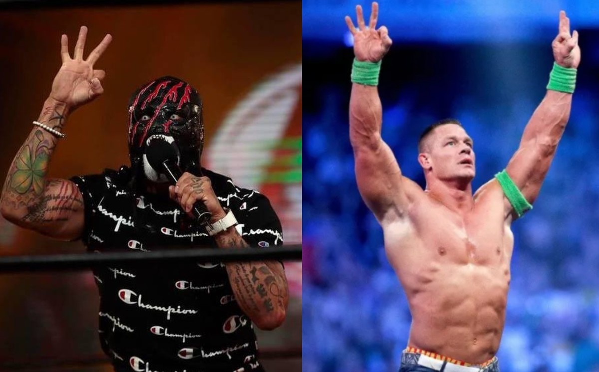 Pentagón Zero Miedo y John Cena (Twitter: @luchalibreaaa/ AP)
